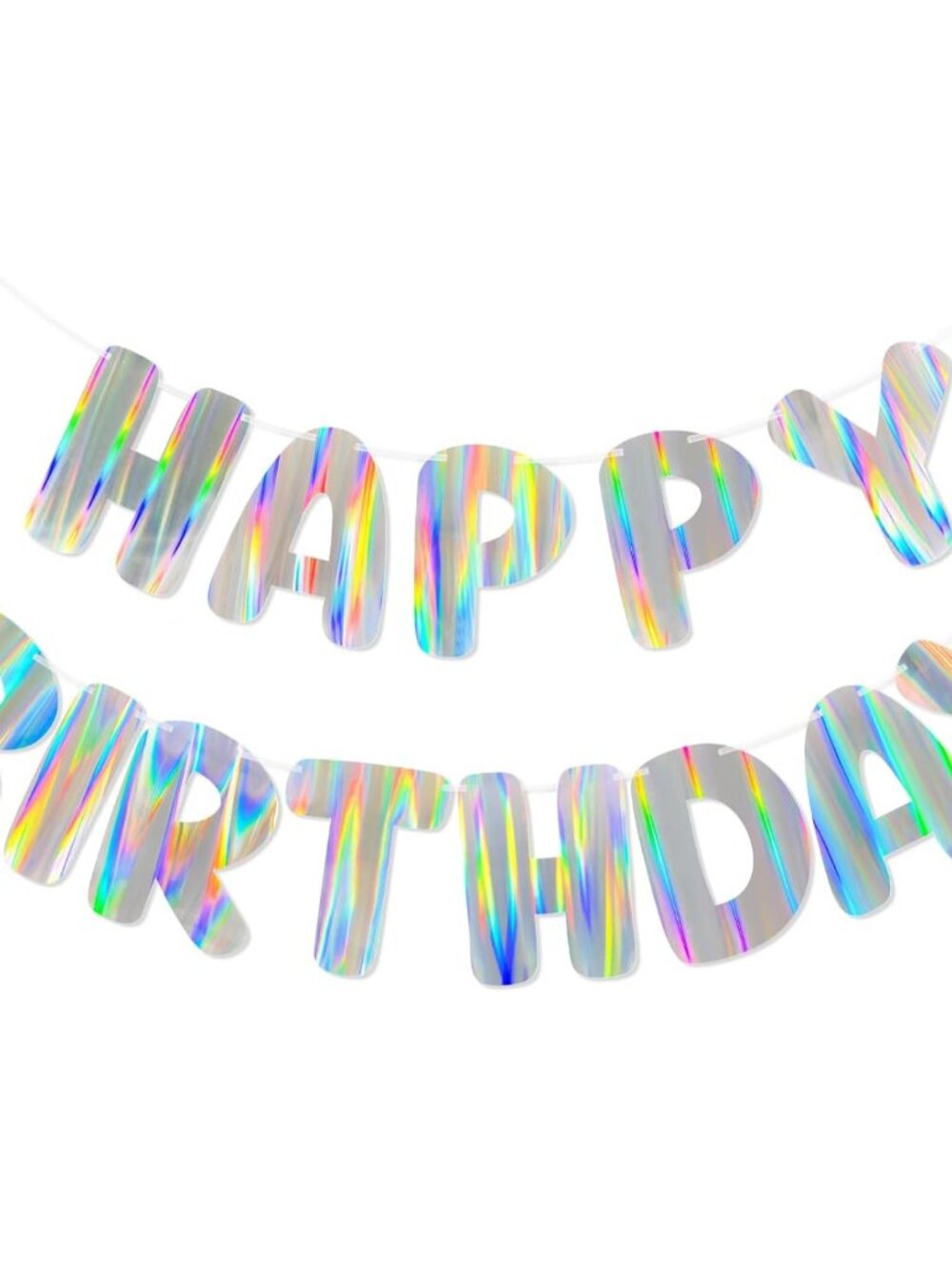 Iridescent Happy Birthday Banner, Pre-Strung Birthday Party Decorations